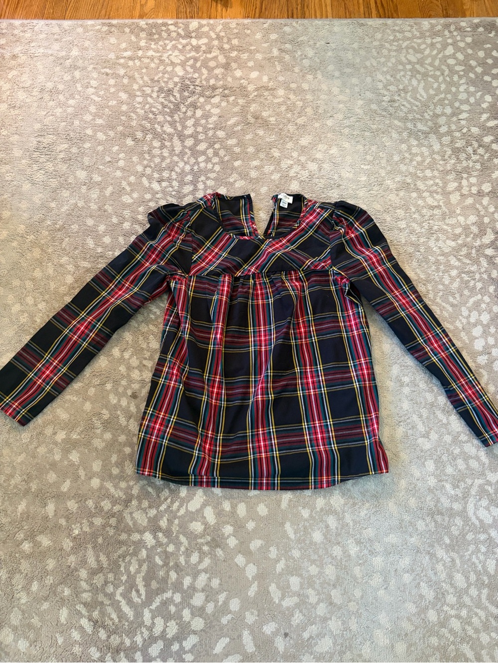 J. Crew Navy Plaid Long-Sleeve Girls' Top